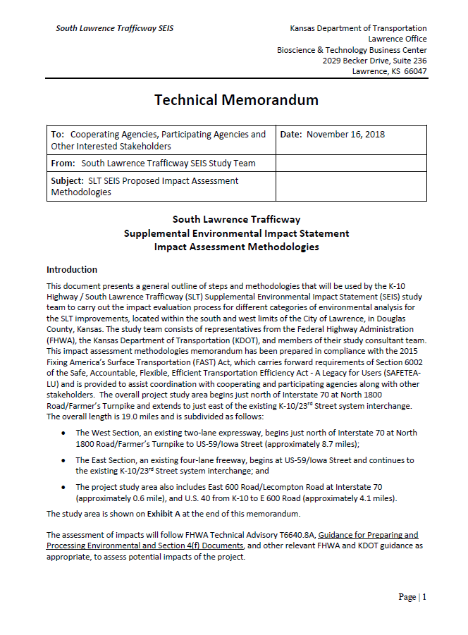 SLT Project Impact Methodologies Document